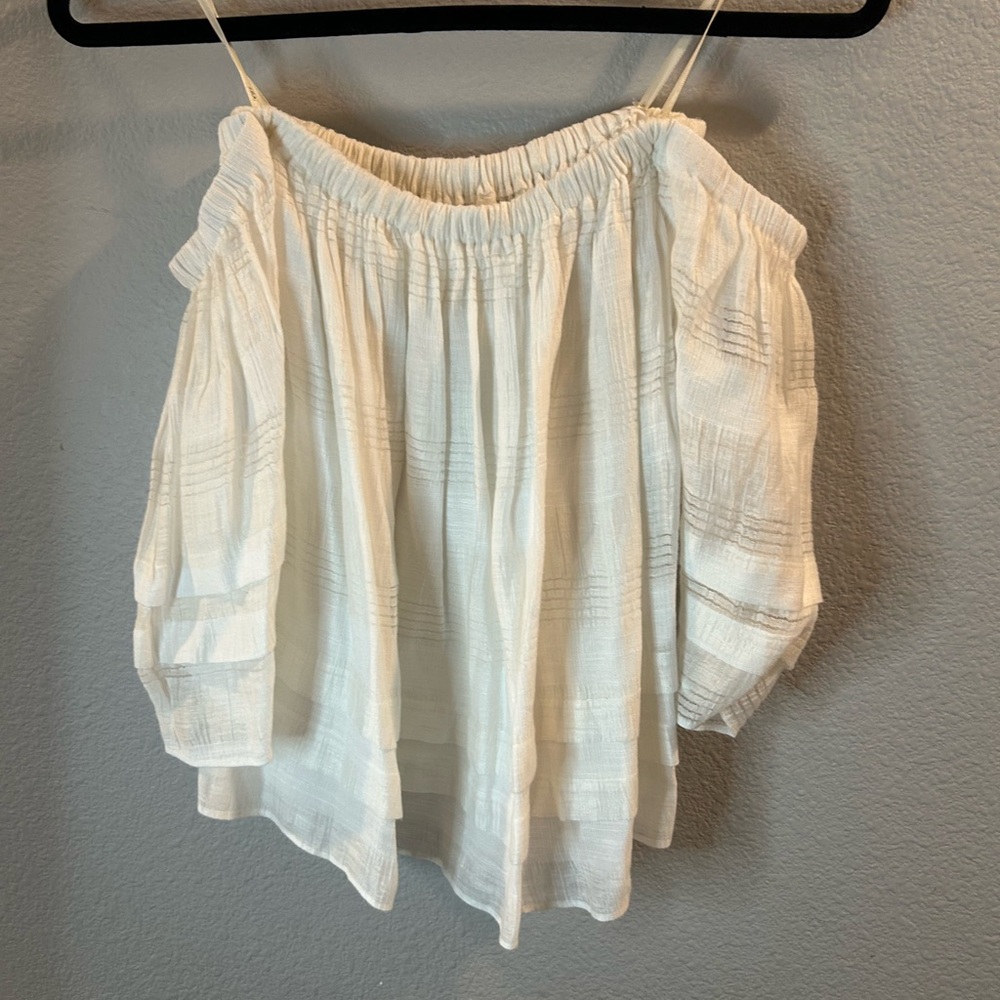 J.O.A. Cream Off-Shoulder Blouse